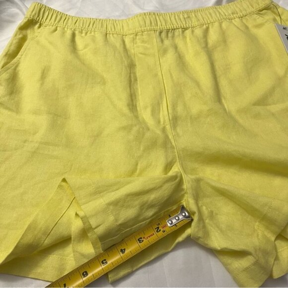 NWT DKNY Linen Blend High Rise Easy Shorts Yellow XL - Picture 6 of 8
